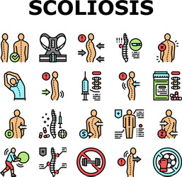 Scoliosis disease collection icons set vector