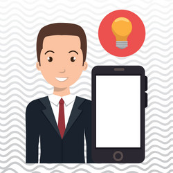 smartphone man app connected vector