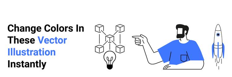 man gesturing towards blockchain network vector image
