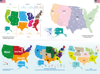 united states detailed maps set Vector Image