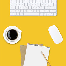 computer keyboard frame isolated yellow background vector image