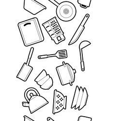 Pattern with kitchen utensils cooking tools vector