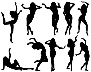 Silhouetted Dancers Vector Image