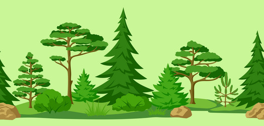 Spring or summer forest background with stylized Vector Image