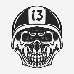 Retro Skull Rider Helmet Vector Image