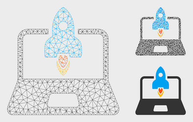 rocket startup notebook mesh network model vector image