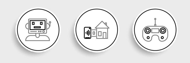 set line remote control robot and smart home icon vector image