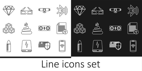 Set line smartphone with wireless upload file vector