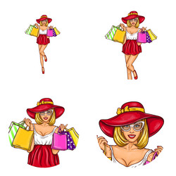 set of pop art round avatar icons for users vector image
