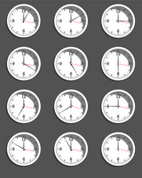 Clocks showing different time vector