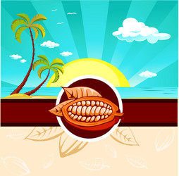 cocoa bean design with tropical nature vector