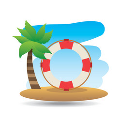 tropical vacation beach life buoy icon vector