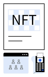digital nft certificate with blockchain interface vector image