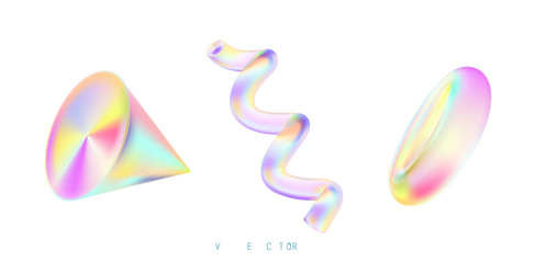 set of colored 3d objects on a white background vector image