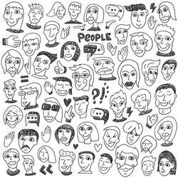 Sketch Faces - Doodle Icons Vector Image
