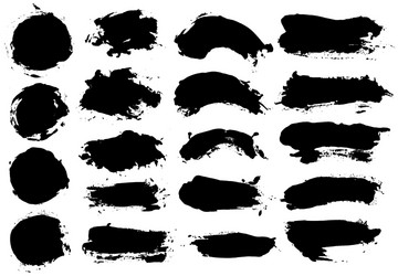 brush strokes set painted isolated objects vector