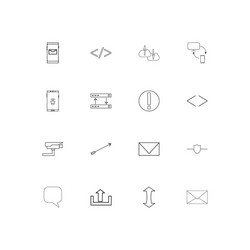 internet technologies linear thin icons set vector image