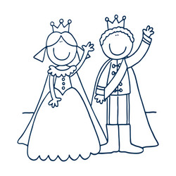 Queen and king in cartoon style royal family vector