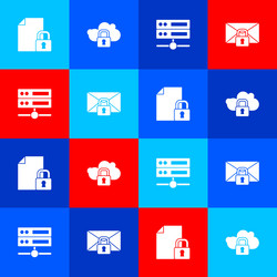 set document and lock cloud computing server vector image