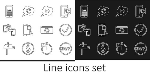 set line clock 24 hours check mark in circle vector image