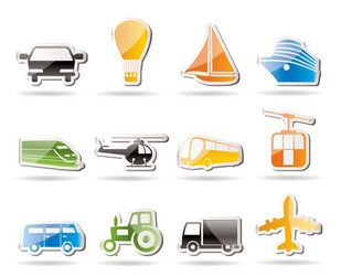 Simple transportation and travel icons vector