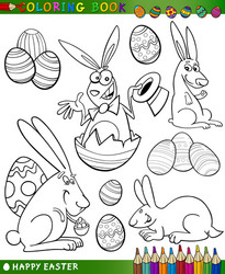 Cute Easter Cartoon Coloring Pages Vector Image