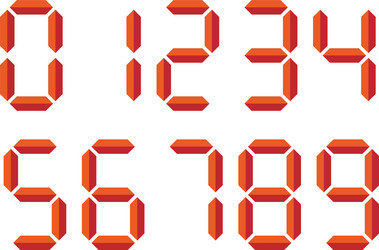 Red digital numbers seven-segment display vector