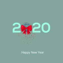 2020 happy new year earth globe with ribbon vector