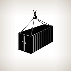 Silhouette container with crane vector