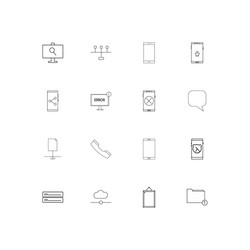 network and database simple linear icons set vector image