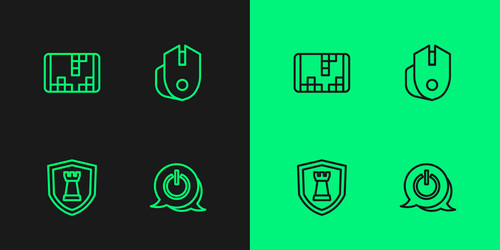 set line power button chess shield portable vector image