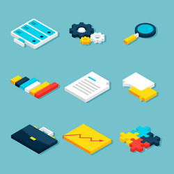 big data analytics isometric objects vector