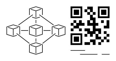 blockchain network and qr code diagram vector image