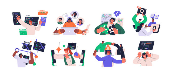 coders software engineers set information vector image
