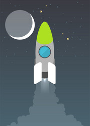 flat of a spaceship launch isolated on space vector image