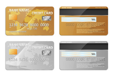 realistic gold and silver bank credit card vector