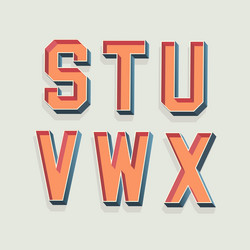 Retro 3D Alphabet Font with Depth vector image