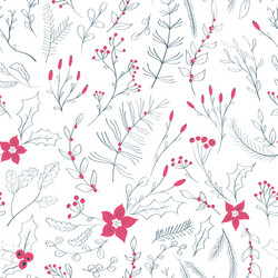 Winter Floral Pattern - Holiday Vector Image