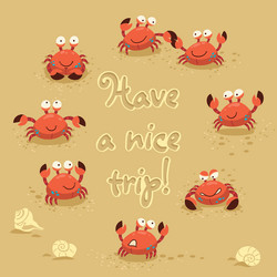 Cute of crabs and lettering vector