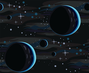 Galaxy cartoon dark seamless pattern vector