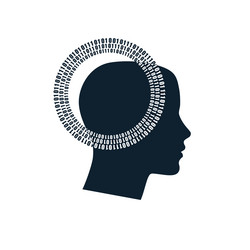 linear head with binary code robot or programmer vector image