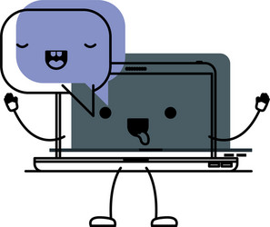 Animated kawaii laptop computer with speech Vector Image