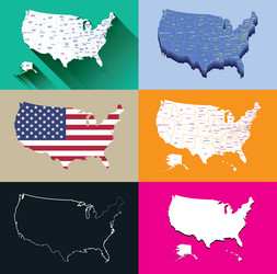 united states isolated maps set Vector Image