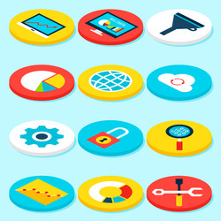 Big data isometric icons vector