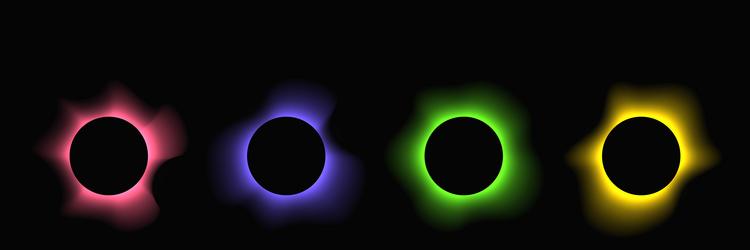 set of circle illuminate light frames with color vector image