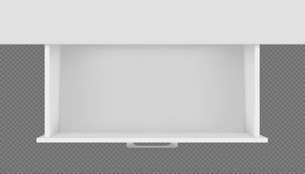 top view of white empty open drawer cabinet vector image