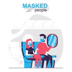 Masked people isolated cartoon concept vector