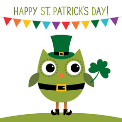 St. Patrick's Day Owl Card Vector Image