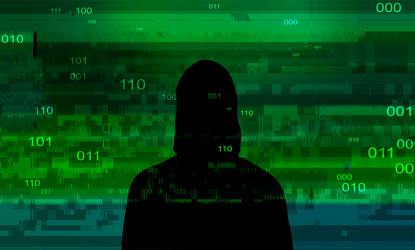 computer hacker on abstract binary code vector image