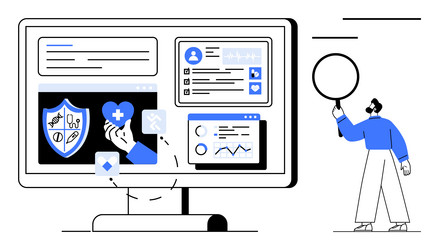 digital health dashboard with analytics and user vector image